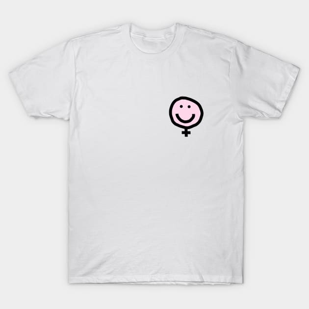 Small Female Smiley Face in Pink T-Shirt by ellenhenryart